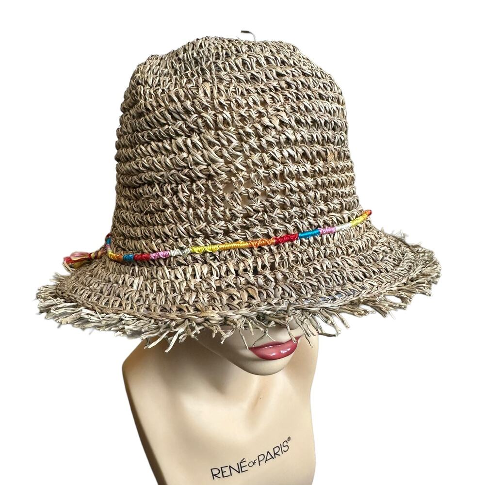 Brooklyn Hat Co Seagrass Hat with Rainbow Trim Style bkn1425-toast straw hat OS